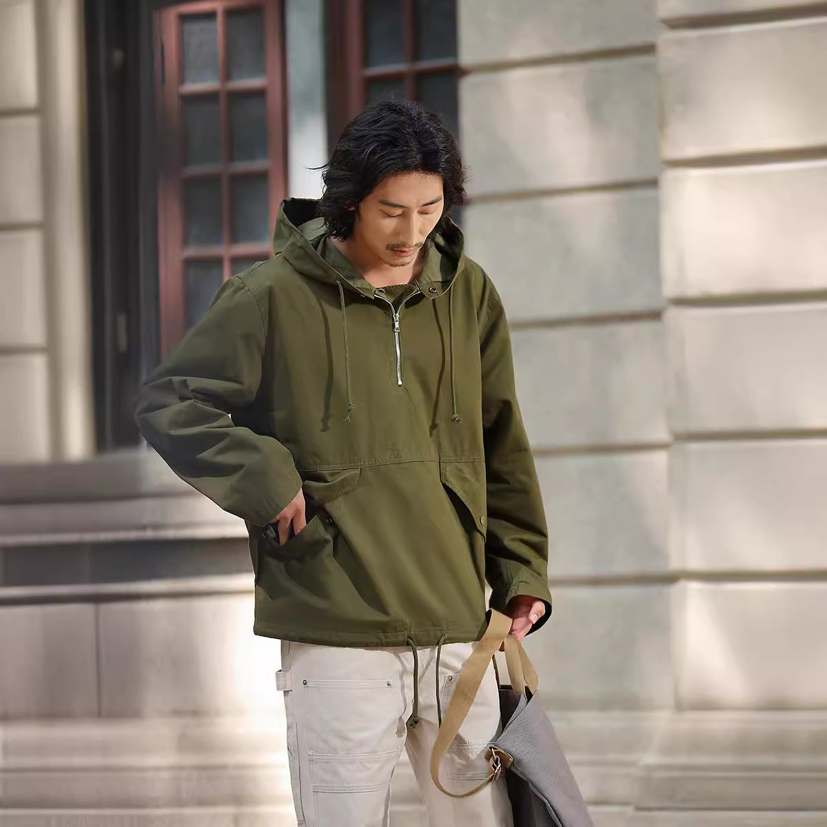 Hooded Camouflage Outdoor Parka Trench Coat