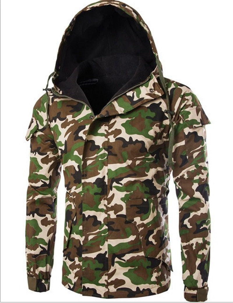 Men’s British Style Camouflage Hooded Jacket