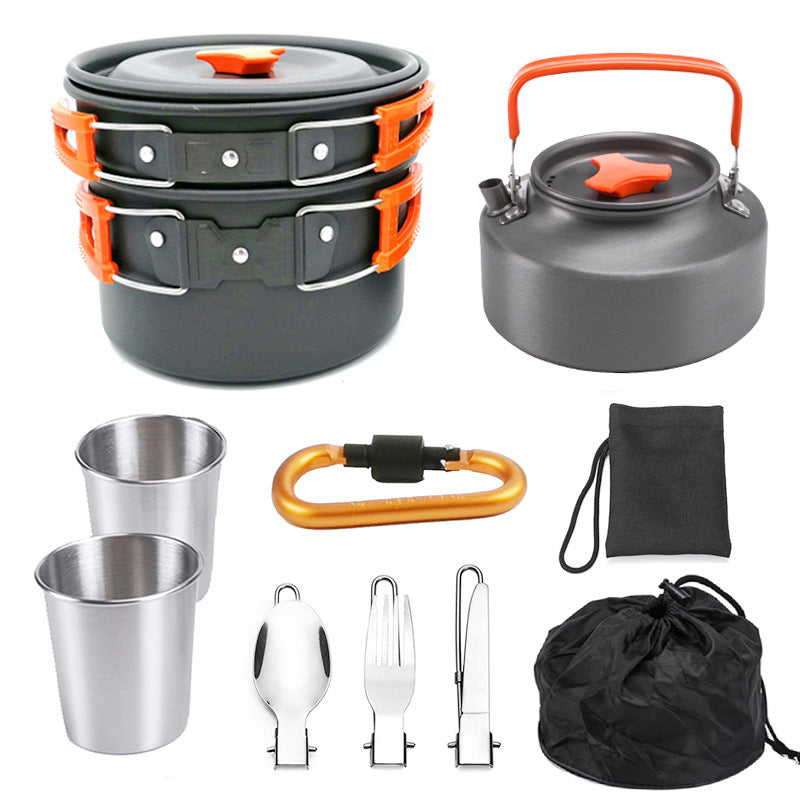 Portable Camping Hiking Mess Kit Cookware Set