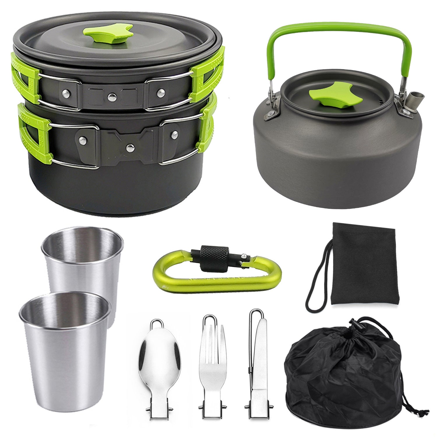 Portable Camping Hiking Mess Kit Cookware Set