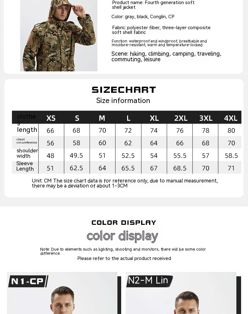 Men’s Waterproof Fleece Camouflage Soft Shell Jacket