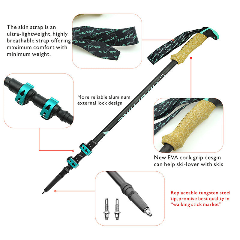 External Lock Straight Handle Trekking Pole For Travel Sports