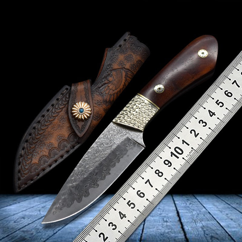 Mini Damascus Steel Camping Hunting Knife