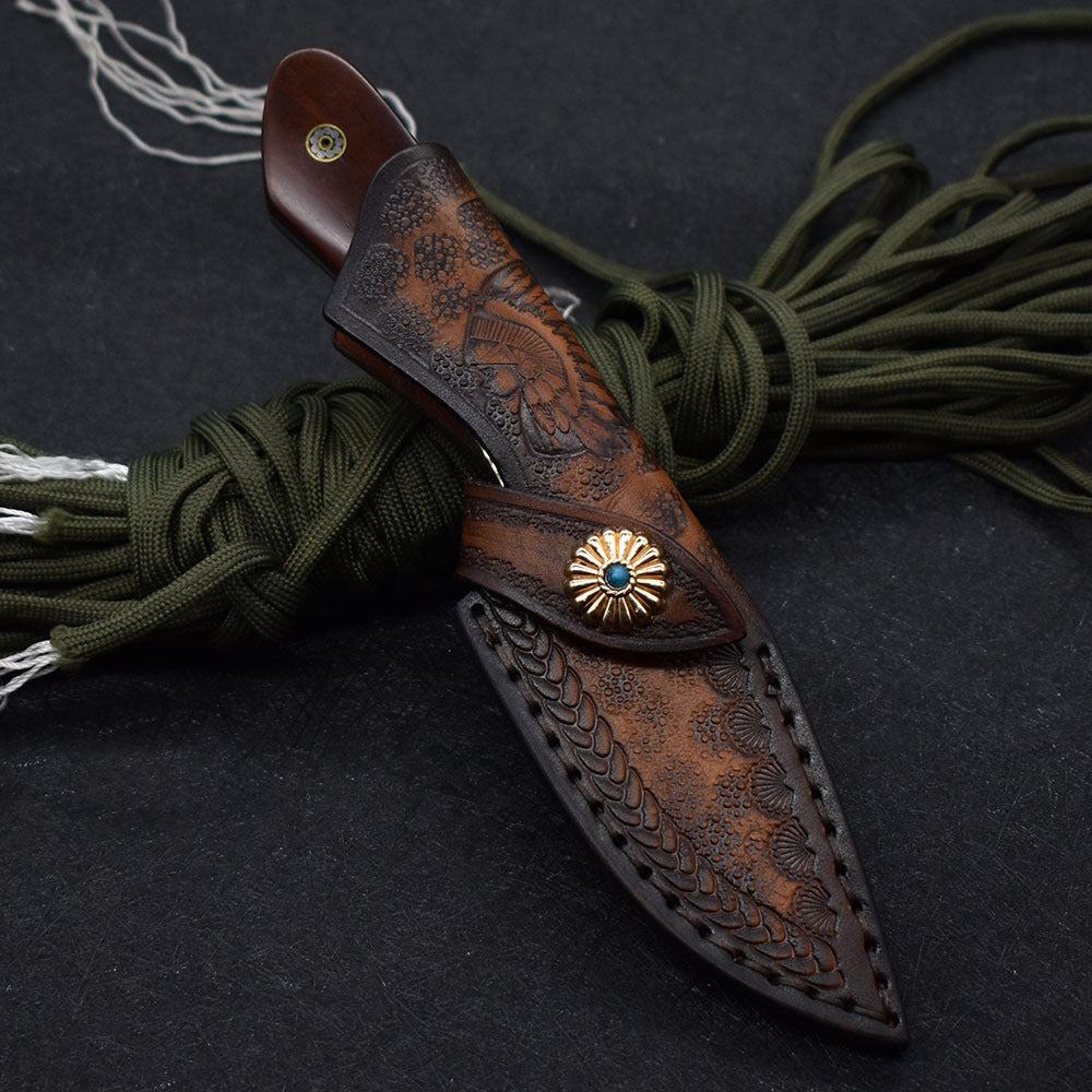 Mini Damascus Steel Camping Hunting Knife