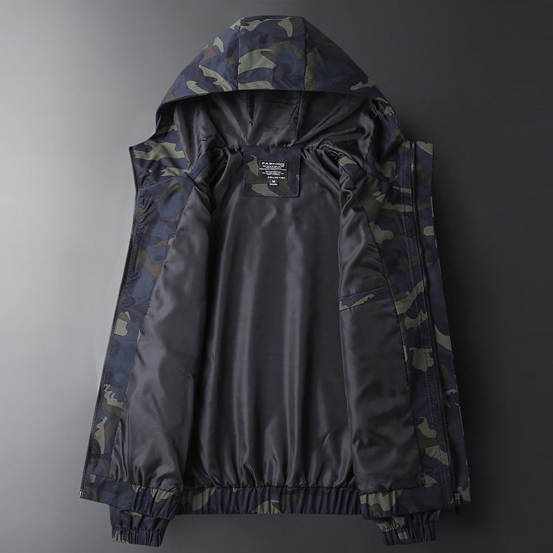 Men’s Hooded Camouflage Printed Jacket