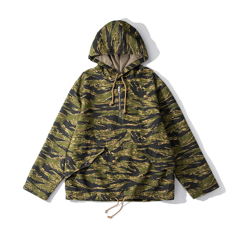 Hooded Camouflage Outdoor Parka Trench Coat