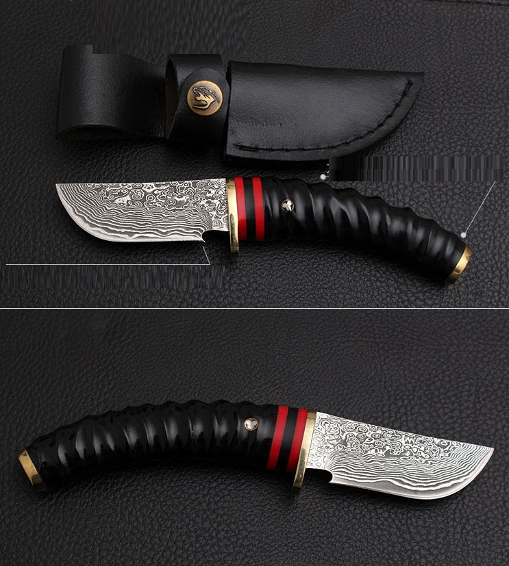 Handforged Damascus Antler Hunting Knife