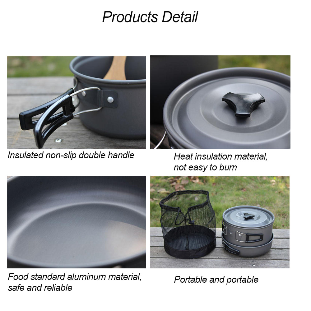 Lightweight Folding Camping Cookware Set for Hiking and Picnic