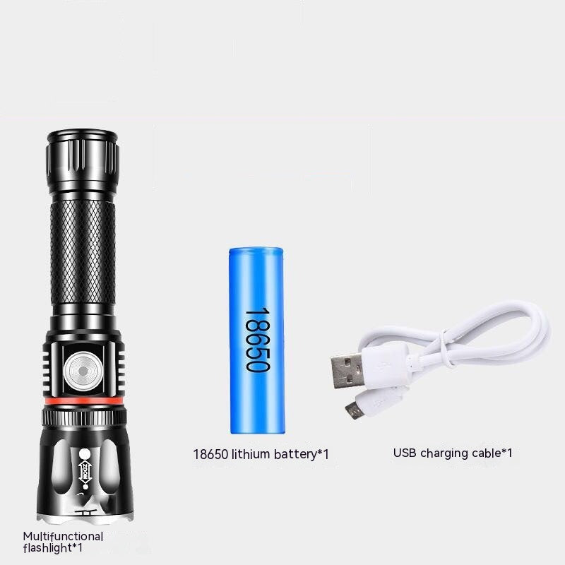 Outdoor Telescopic Multifunctional T6 High-Power Flashlight