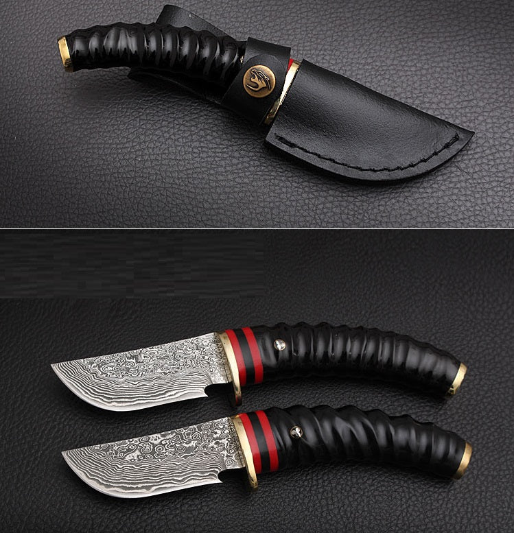 Handforged Damascus Antler Hunting Knife