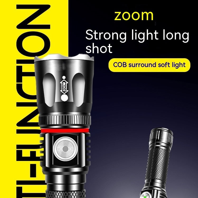 Outdoor Telescopic Multifunctional T6 High-Power Flashlight