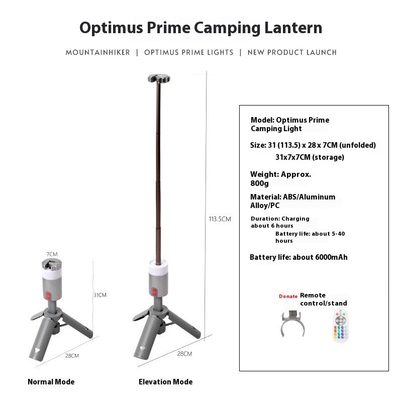Portable Aluminum Alloy Camping Lantern With Retractable Bracket