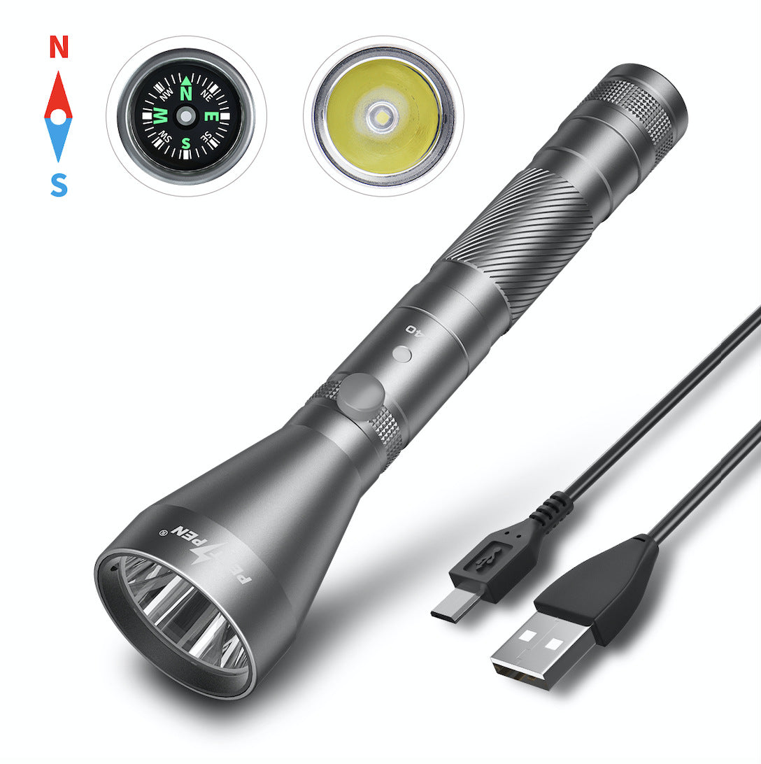 Rechargeable Waterproof Camping Compass Flashlight