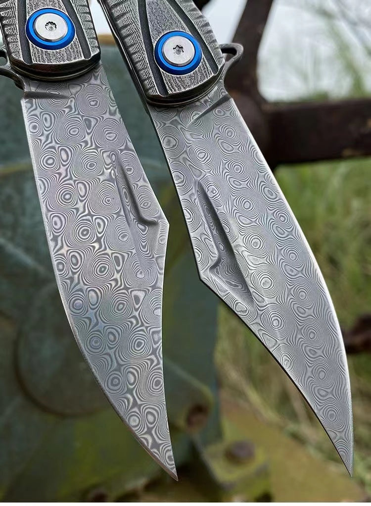 Damascus Steel Folding Outdoor Survival Knife