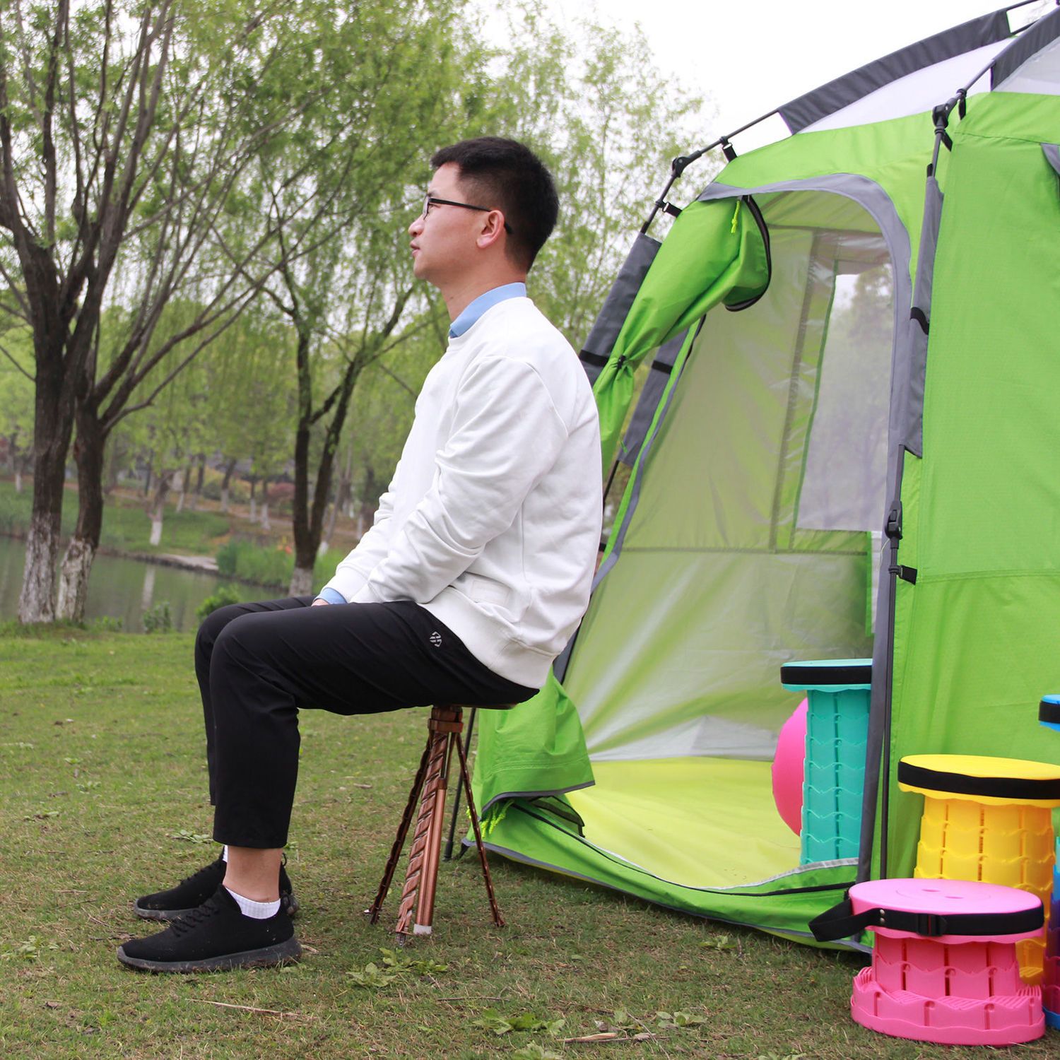 Multifunctional Folding Trekking Pole Portable Stool