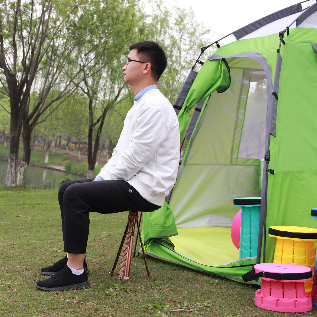 Multifunctional Folding Trekking Pole Portable Stool